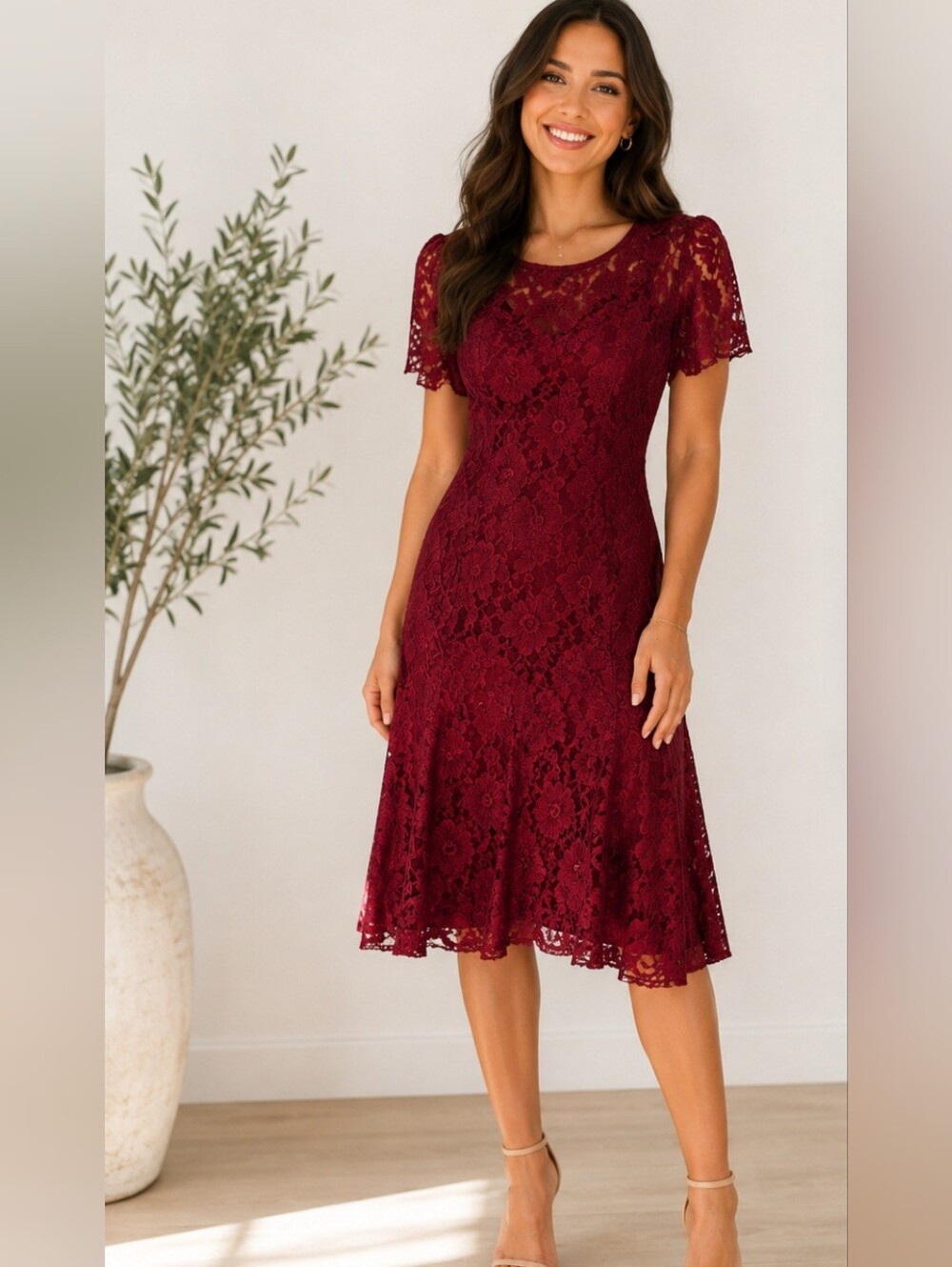 Afterdark red lace dress 10